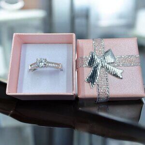 Romantic Sterling Silver Solitaire Ring Elegant Minimalist Bridal Timeless Gift